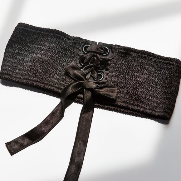 silence + noise Accessories - 1 left! NWT black satin lace up corset belt